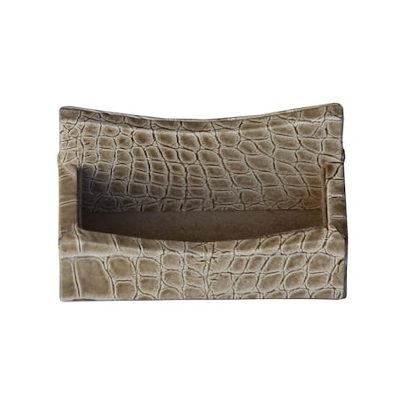 Dacasso Protacini Breeze Beige Italian Patent Leather Business Card Holder A6307